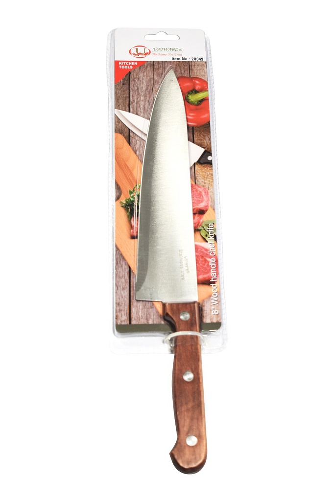 [20349] 8" Full Tang Wood Handle Chef Knife (72 pcs/ctn) Uniware B2B